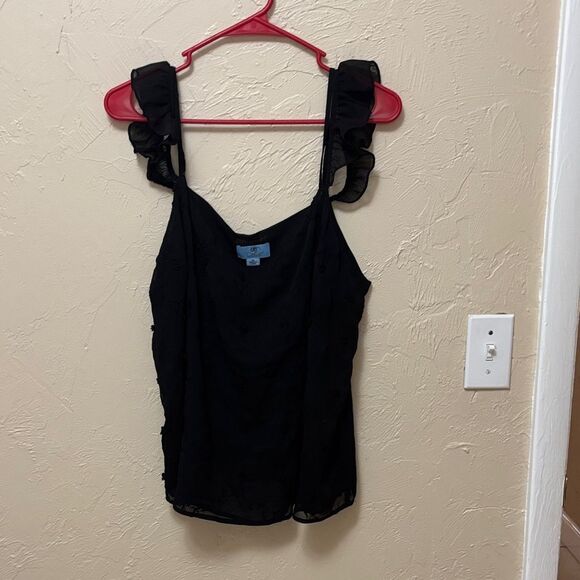 846. Cece black laced flower tank size  xl - Picture 1 of 3